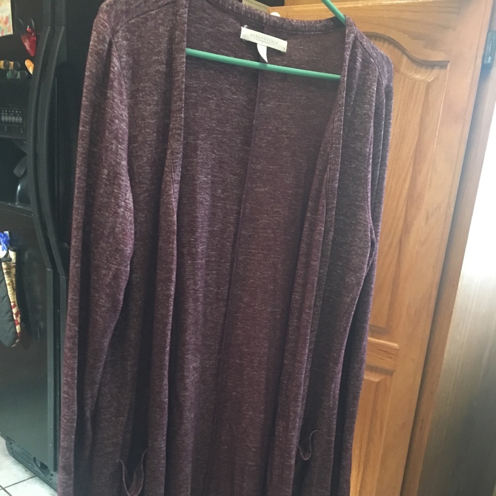 Wine color long sweater approx 42”XL